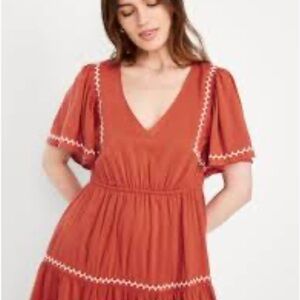 Old Navy Waist-Defined Embroidered Mini Dress.